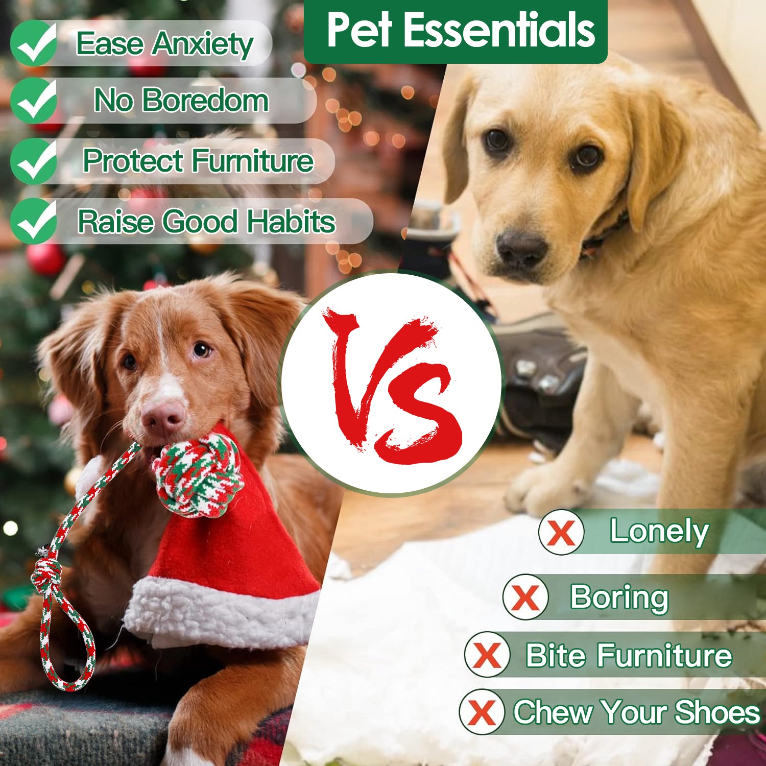 Conjunto de 5 Piezas de Juguetes de Cuerda Navideños para Perros - Interactivos y Seguros — imagen 12