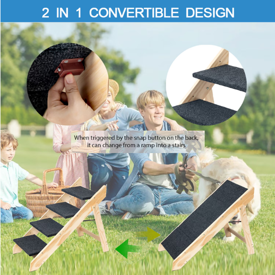 Wooden Foldable 4-storey Pet Stairs And Ramps — image 3