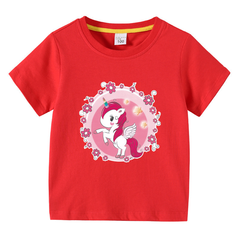 Unicorn children's summer outfit short sleeved T-shirt — image 7
