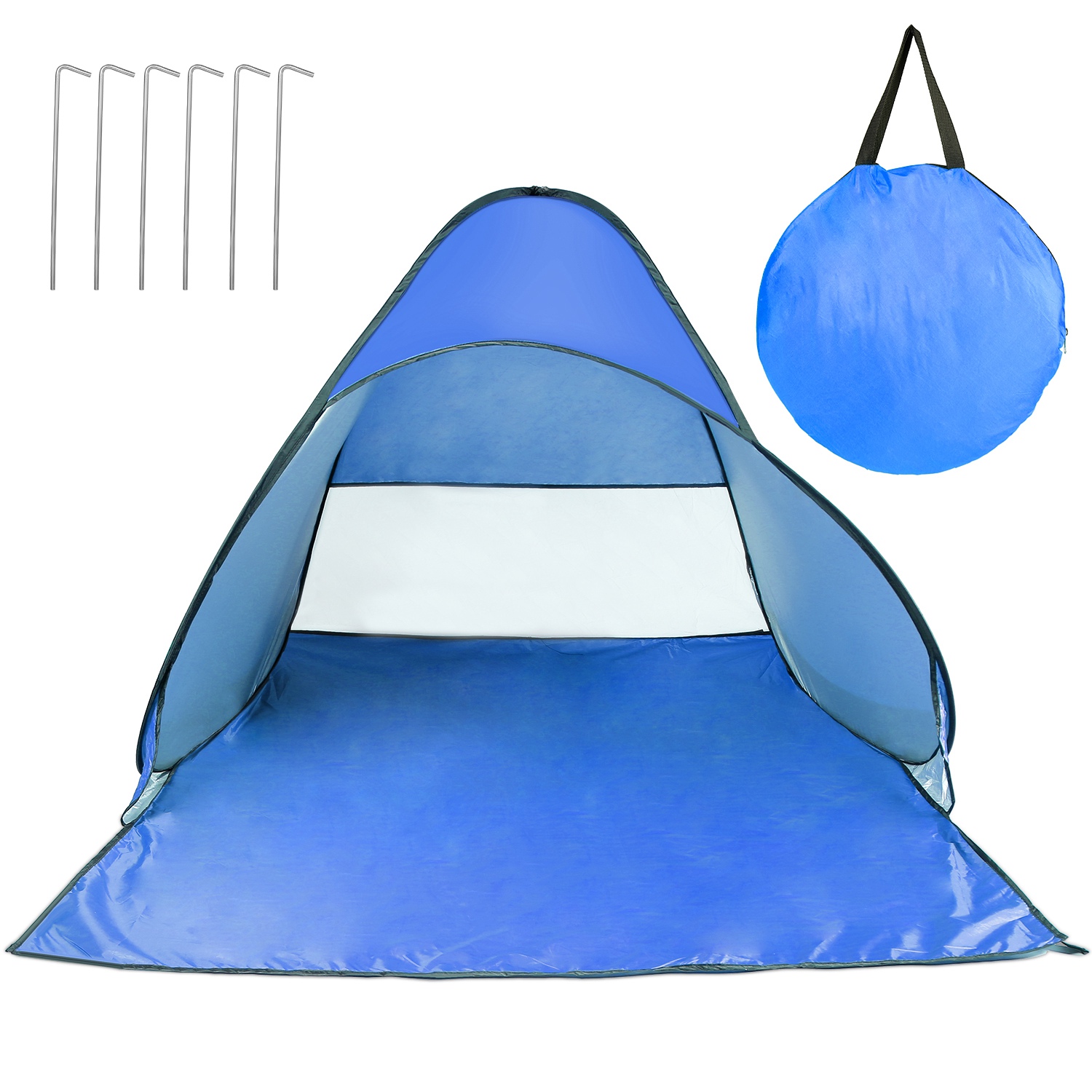 Carpa de Playa para 2-3 Personas con Ventana de Malla y Bolsa de Almacenamiento, 64.96 x 59.06 x 43.31 pulg, Anti-UV, Automática e Impermeable, para Playa, Camping, Pesca, Parque y Lago al Aire Libre — imagen 27