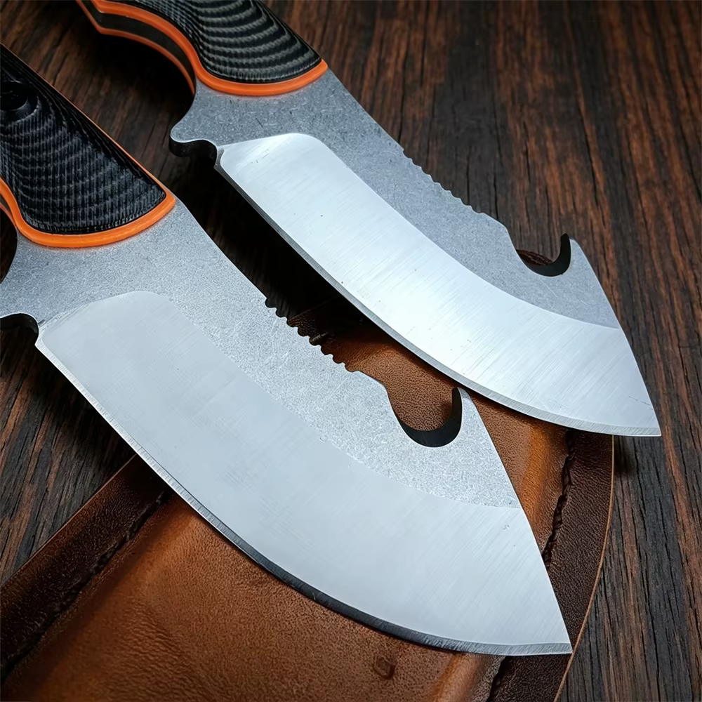 15018 Camping Fixed Blade Knife 9C13MoV Steel Blade Two-Tone G10 Handle Leather Sheath Outdoor Portable Fishing Tool Men's Gift — image 2