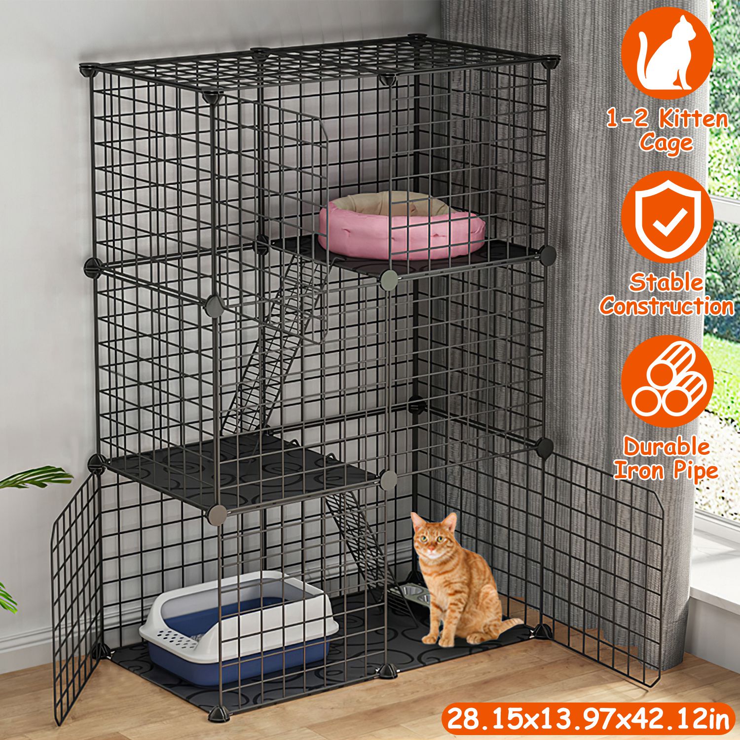 Cat Cage DIY Indoor Pet House, Small Animal House. Detachable Playpen With 3 Doors And 3 Layers, Suitable For Kittens, Puppies, Rabbits — image 8