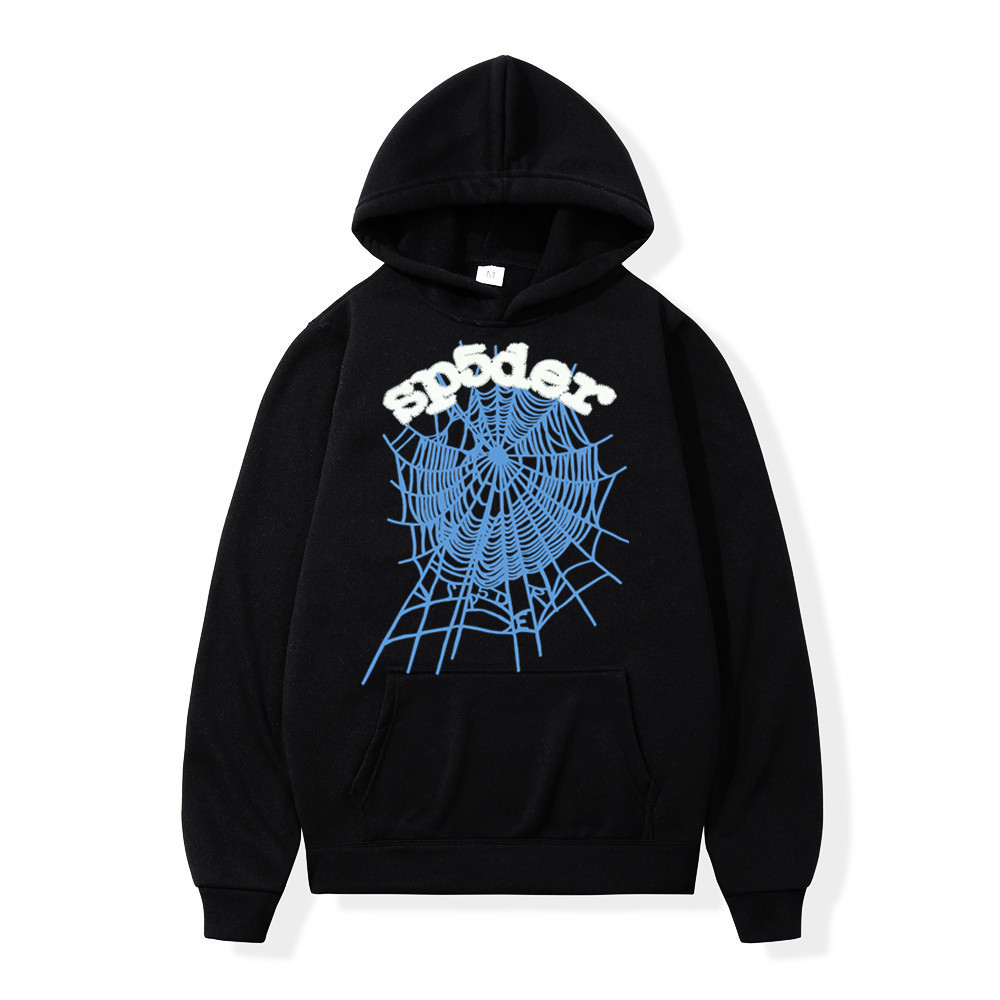 Western Hip Hop Spider Web Long Sleeve Hooded Sweatshirt Unisex — image 13
