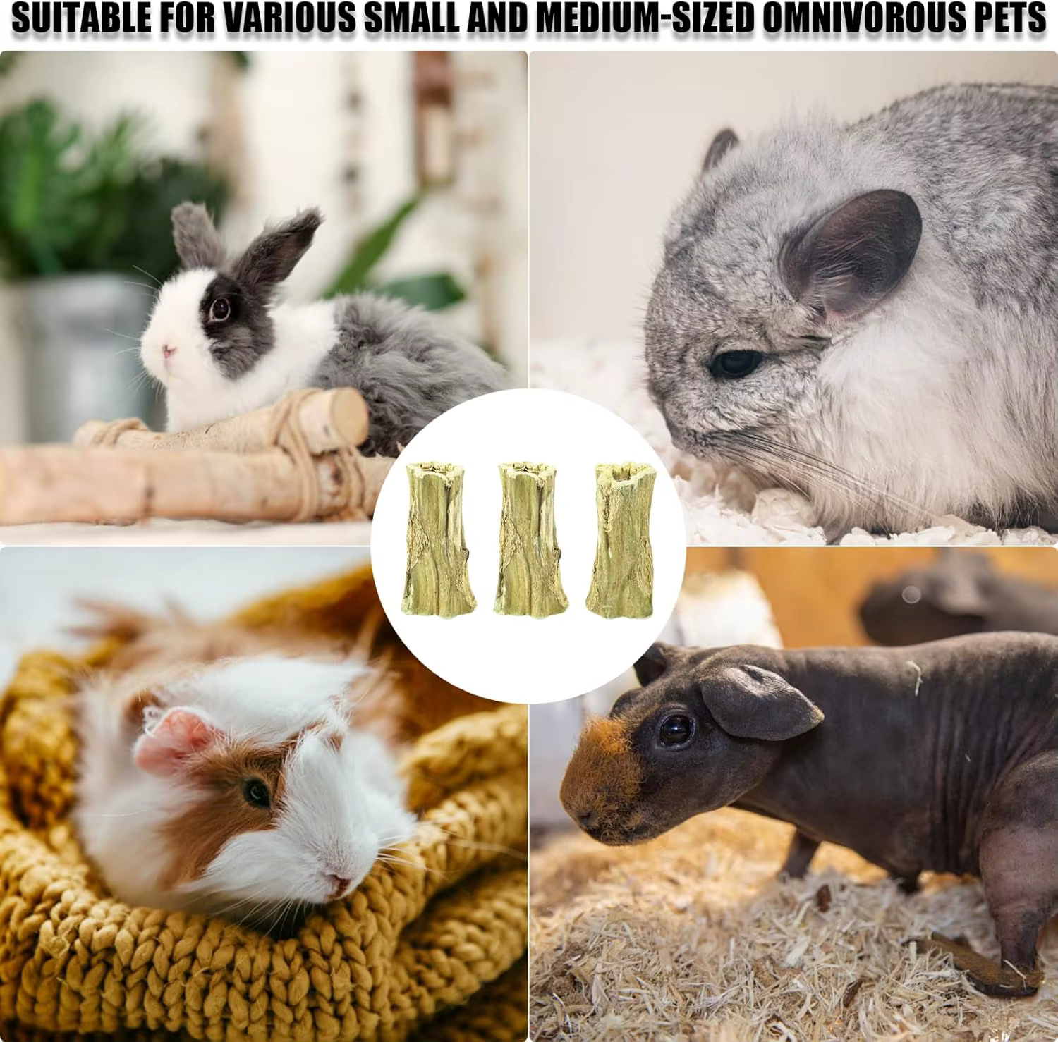 Natural Bunny Chew Toys, Organic Papaya Wood Chew Sticks Hamster Chew Toy for Teeth Hamster Guinea Pig Rat Gerbils — image 4