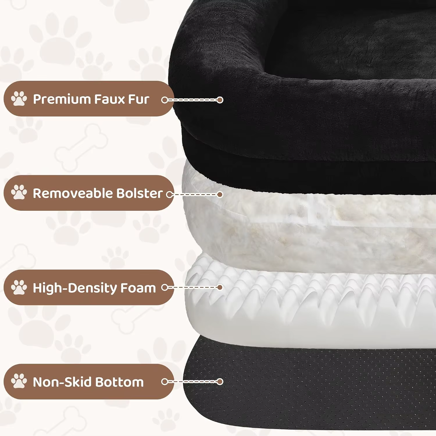 Human Dog Bed, 71"x43"x10", Black | Dog Bed for Humans with Smooth Short Plush, Removable Cover & Waterproof Liner, Ideal, Custom — image 5