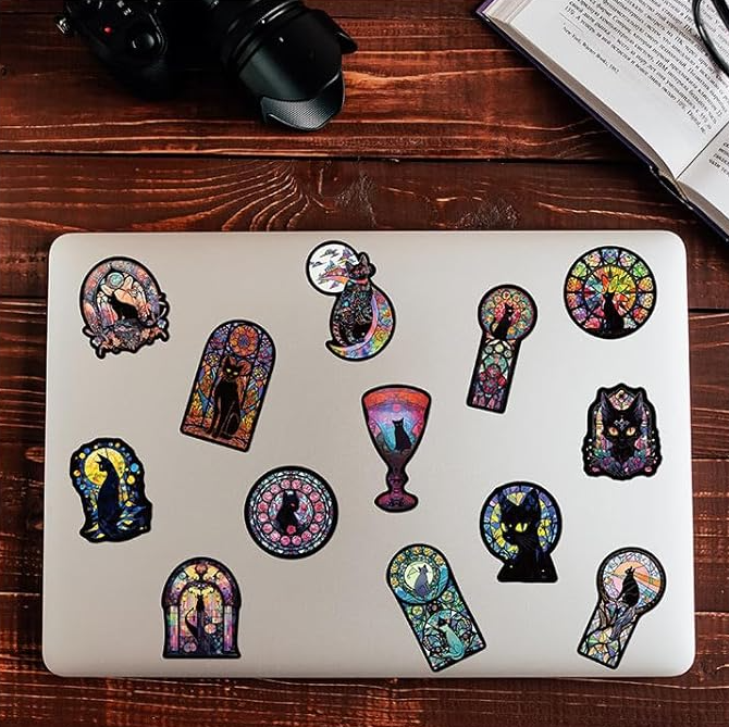 100Pcs Gothic Black Cat Stickers, Graffiti Decals, Gothic Accessories, Scrapbook Stickers For Laptop, Skateboard, Water Bottle, Luggage, Phone, For Teens And Adults Clearance Sale — imagen 4