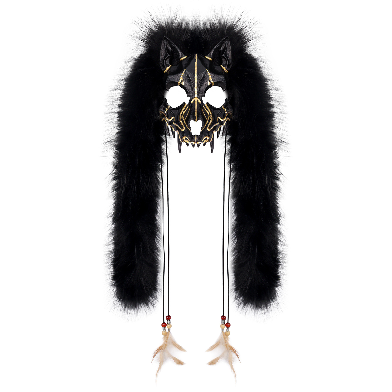 Halloween Carnival Fashion Animal Mask Viking Fox Mask with Faux Fur Headwear COS Werewolf — image 5