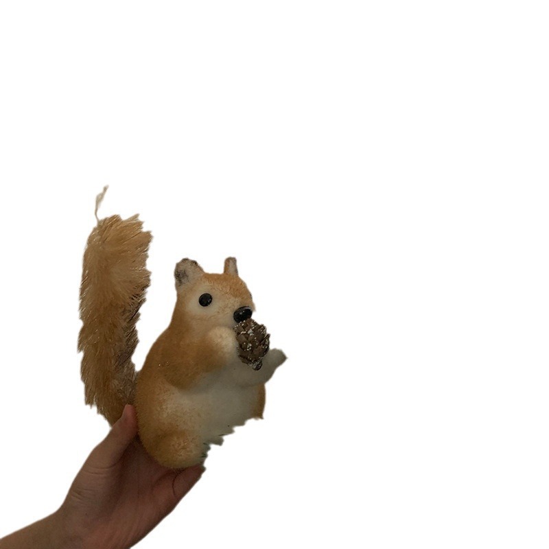 Christmas Decorative Artificial Squirrel Creative Plush Toy Figurine Decoration — image 5