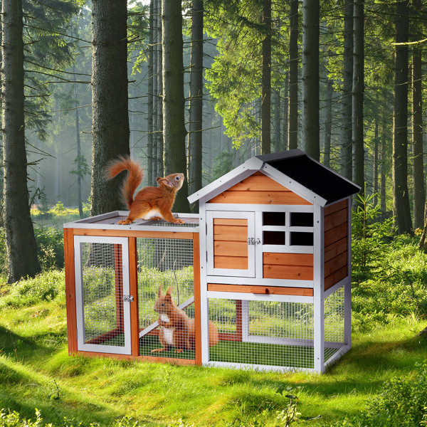 House Type With Running Ladder, Orange-red, Wooden Chicken Rabbit Cage — image 12