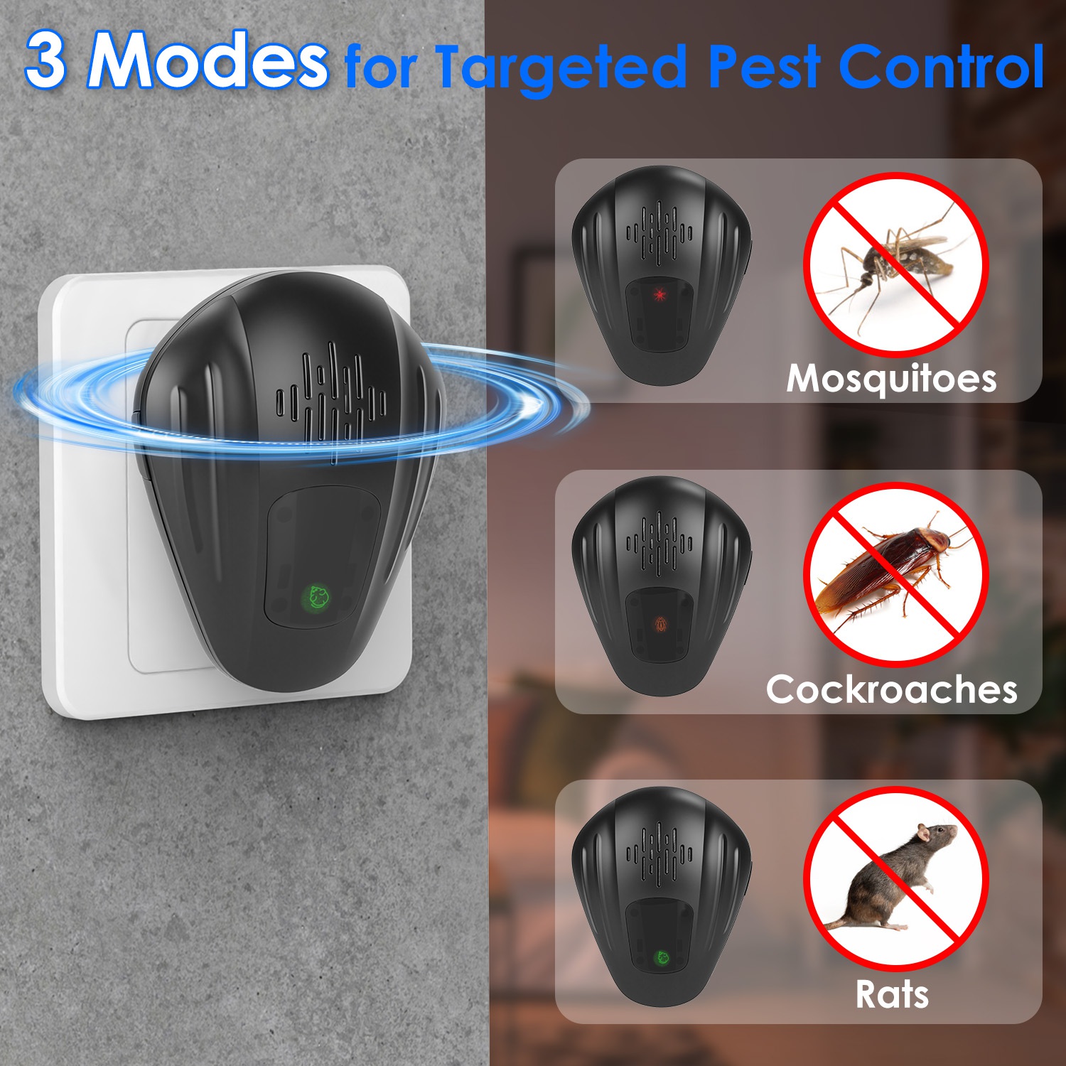 2 Pack Pest Control Device For Mosquitoes Cockroaches Rats Plug In Ultrasonic Insect Repellent Indoor For Bedroom Garage Warehouse Office — imagen 2