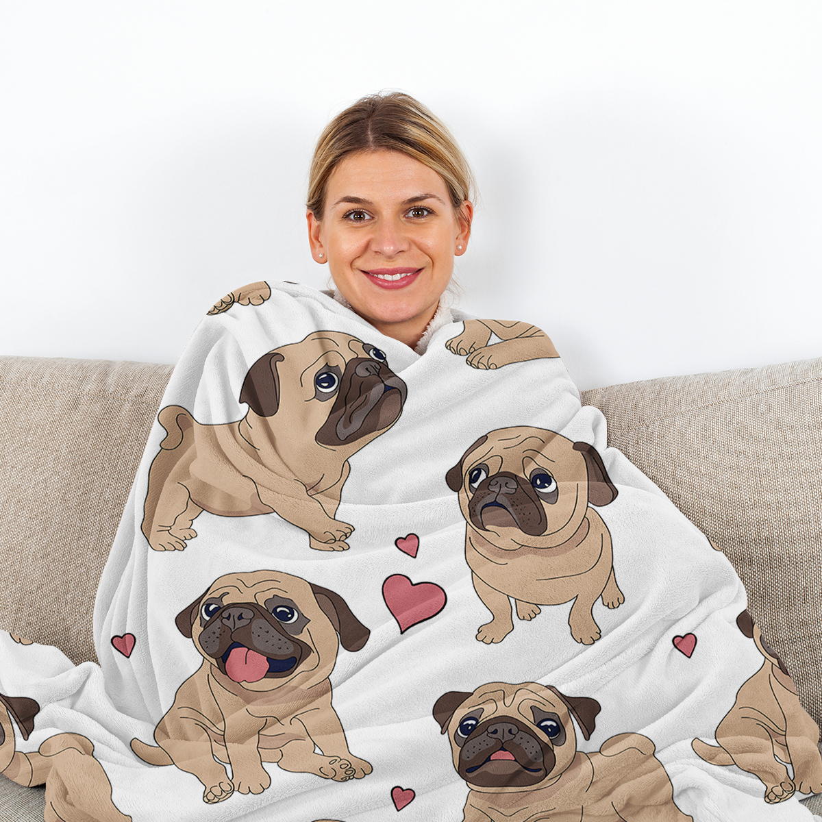 Manta de Estilo Cariñoso de Perro Lapón con Patrón de Corazones Colorido Suave y Amigable para la Piel — imagen 7
