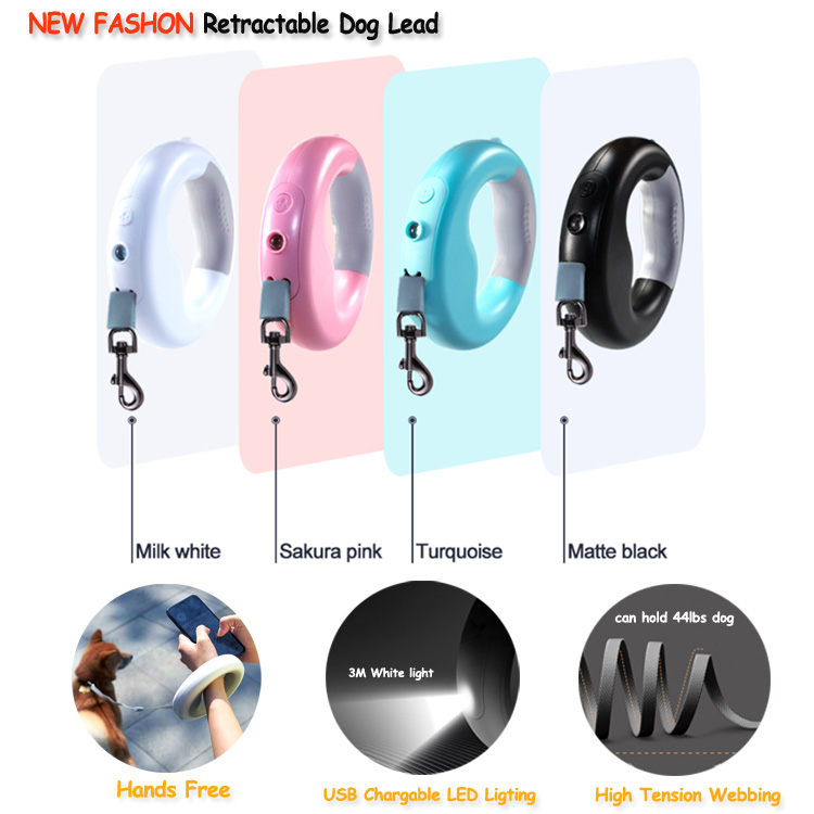 New LED Light Dog Rope Pet Automatic Retractable Leash Ring Luminous Dog Walking Rope Pet Supplies — image 6