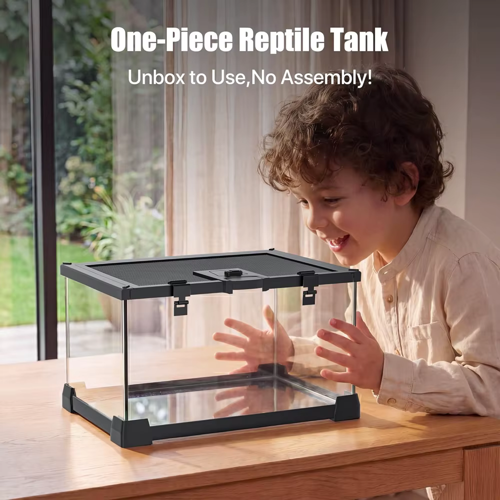 Reptile Terrariums Glass Landscaping Ecological Tank Amphibious Habitat Breeding Lizard Box Turtle Transparent Display Tanks — image 2