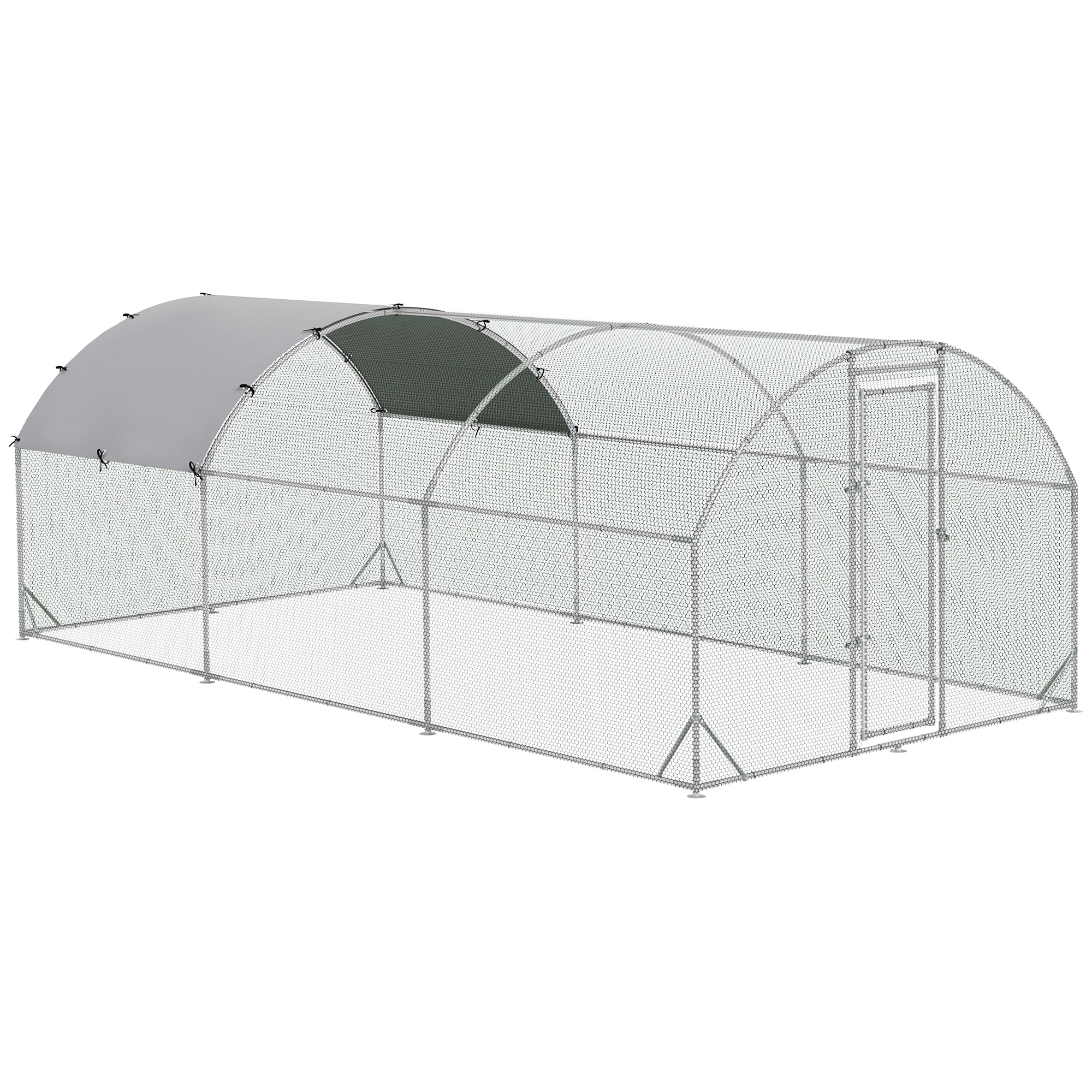 PawHut Large Chicken Coop Metal Chicken Run With Waterproof And Anti-UV Cover, Dome Shaped Walk-in Fence Cage Hen House For Outdoor And Yard Farm Use, 1 Tube Diameter, 9.2X 18.7X 6.5 — imagen 1