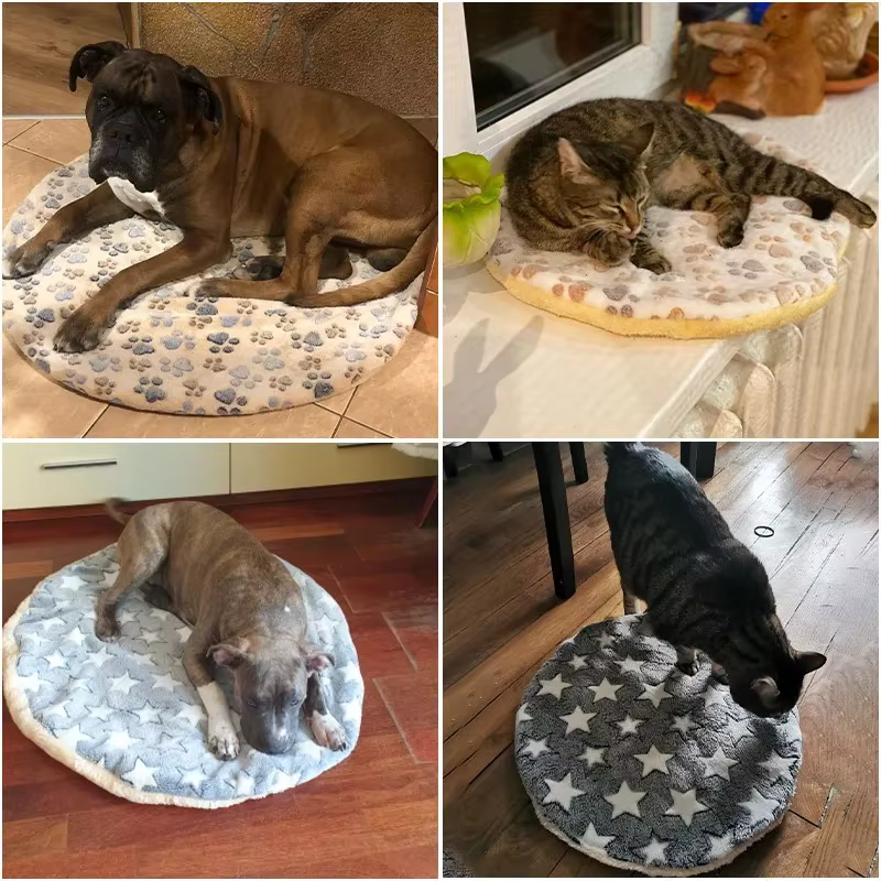 Plush Cat Bed Mats Round Pet Bed for Cats Small Dogs Soft Fleece Pet Sleeping Mat Kitten Puppy Nest Pet Cushion Cat Accessories — image 5
