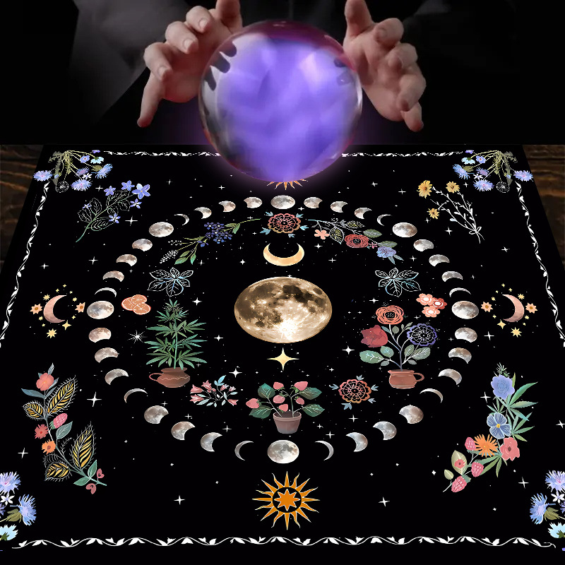 Manta de Mesa para Juego Tarot Decorativa con Mandala y Fases Lunares — imagen 4