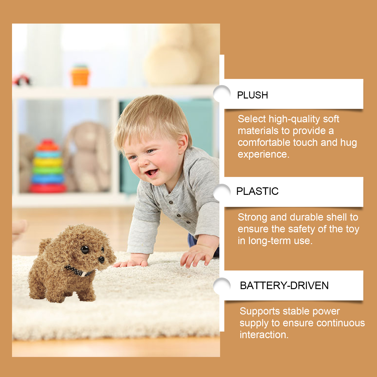 Cute Plush Juguetón Perro Eléctrico, Juguetón Interactivo de Perro Realista para Niños — imagen 2