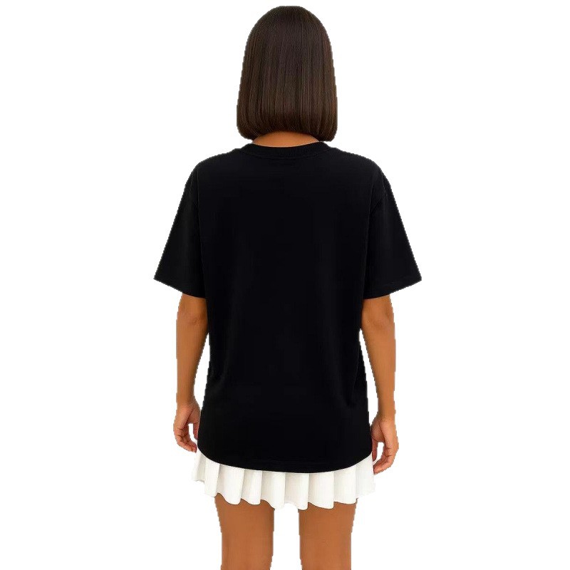 Spotted dog pattern round neck loose short sleeved top for women — image 6