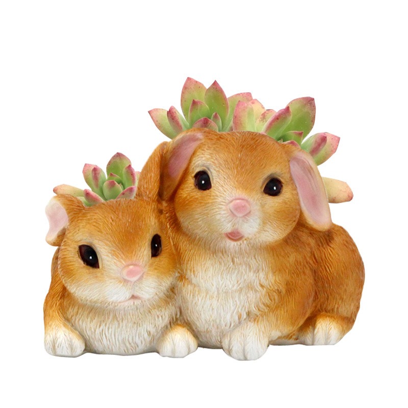 Rabbit flowerpot home gardening home tabletop decoration resin — image 1