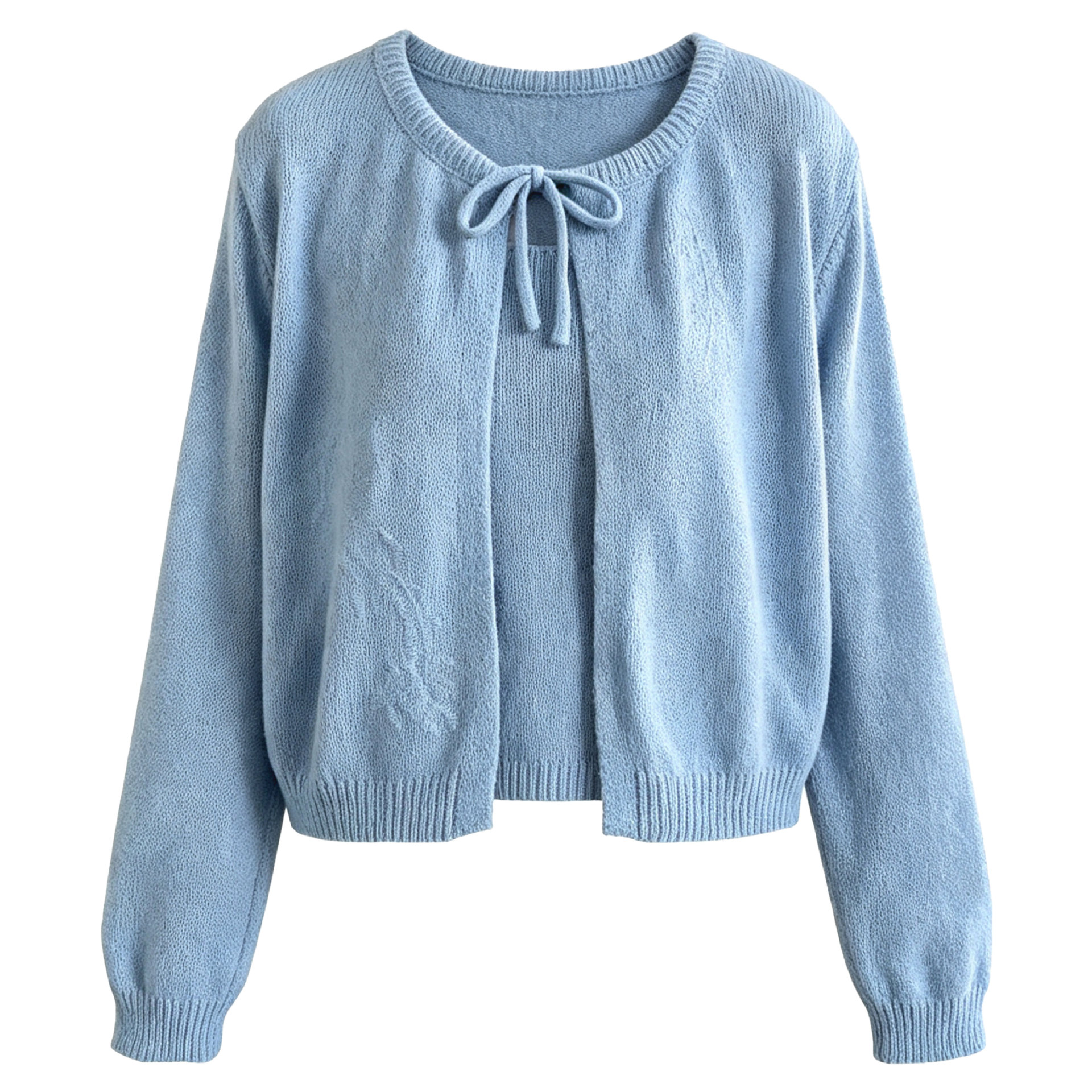 Deer West Autumn New Knitwear Set with Tie-Up Sweater, Women's Knitted Jacket and Short Top — image 6