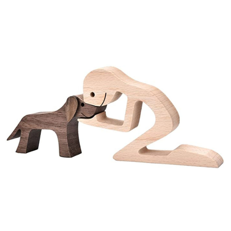 Escultura de Madera para Decoración de Hogar con Perro y Dueño - Regalo de Navidad para Amantes de los Animales — imagen 22