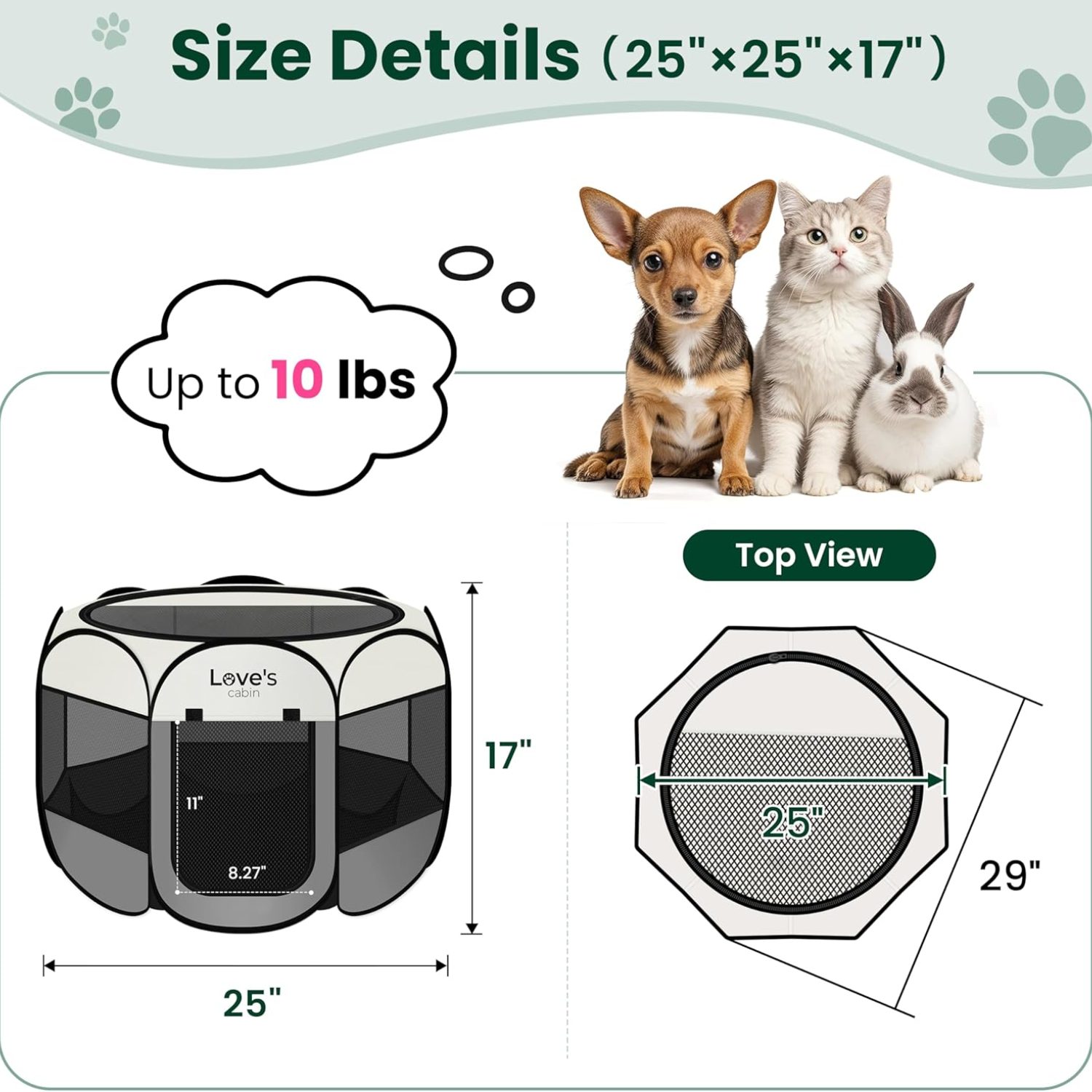Caja de Juego para Mascotas Pequeñas - Cuna Portátil para Perros, Gatos y Animales Menores con Bolsa de Transporte — imagen 2