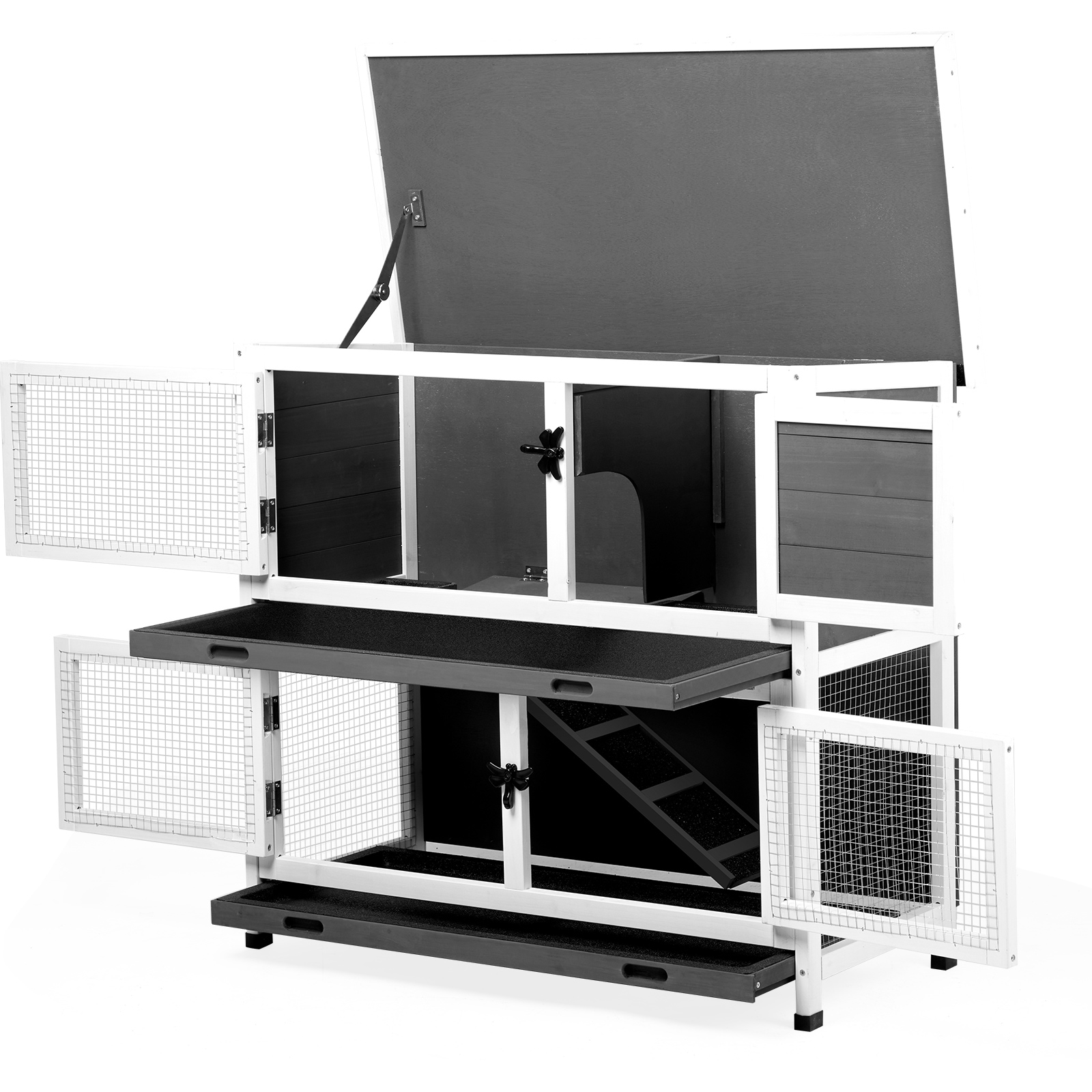 Upper And Lower 2 Floors With Tray Grey Cedar, Chicken And Rabbit Cage — image 16