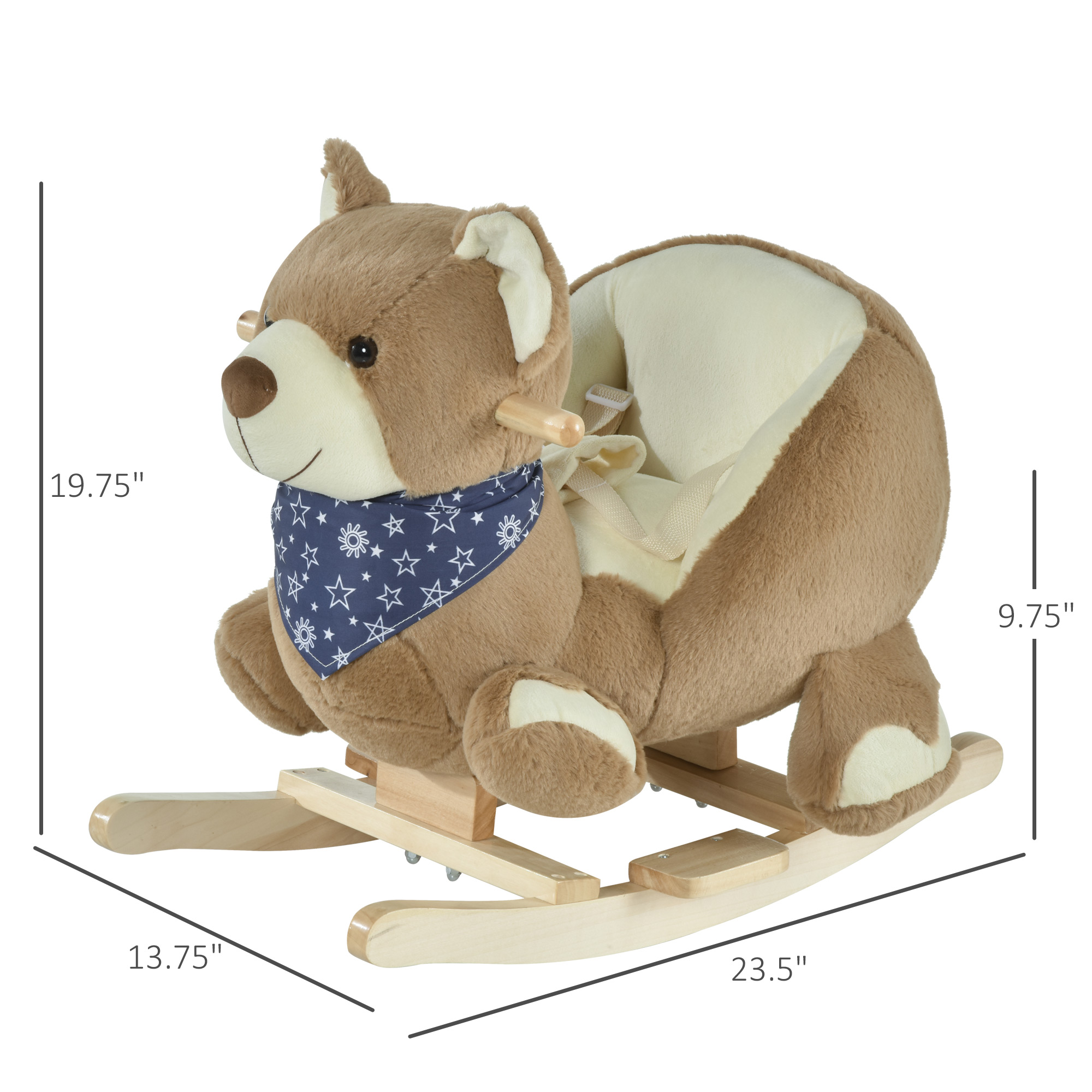 Baby Rocking Horse With Lullaby, Ride On Horse, Bear Themed Plush Animal Rocker With Pedals For Ages 18-36 Months, Easy To Assemble — imagen 4