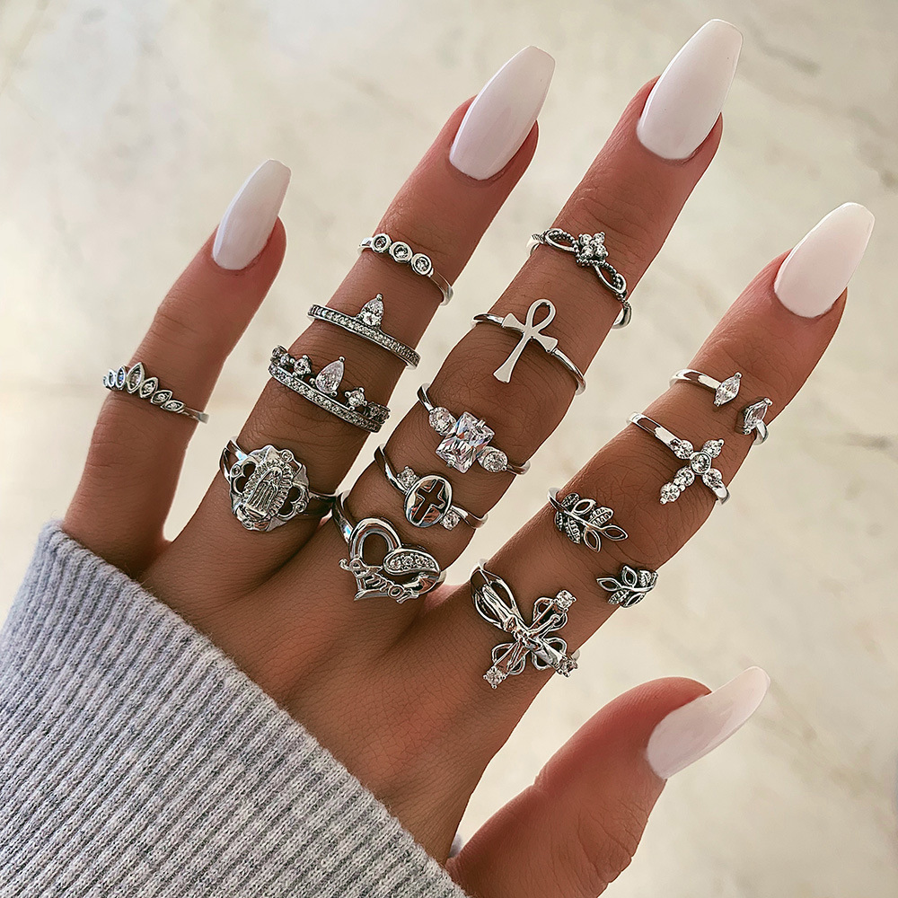 Anillo de forma de serpiente Lotus antiguo con conjunto de 8 piezas de joyería con diamantes — imagen 4
