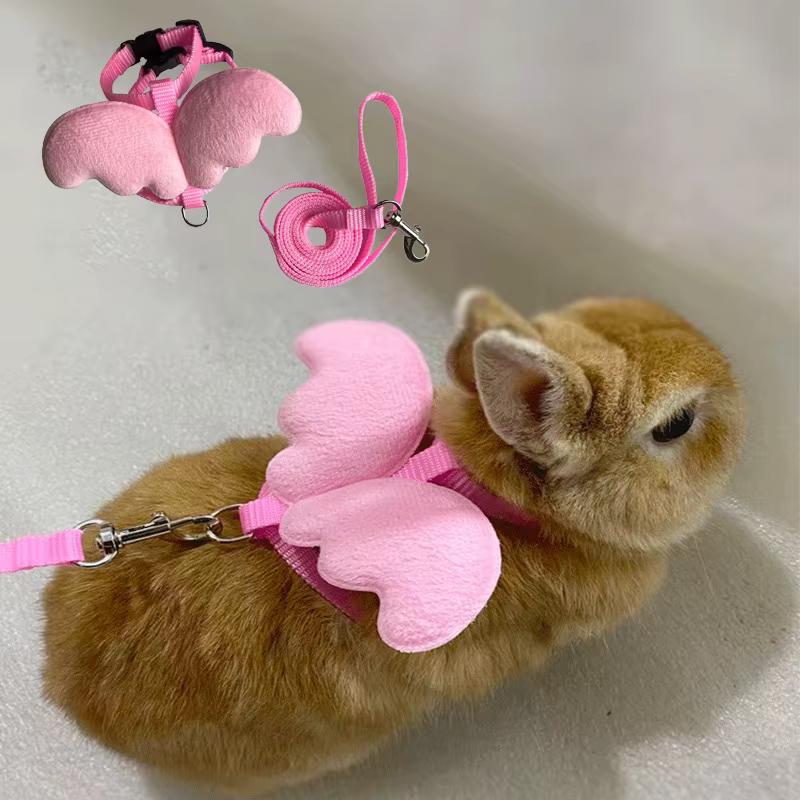 Cute Angel Wing Pet Rabbit Harness and Leash for Cats Rabbits Personalized Rabbit Harnesses Bunny Accessories Hamster Clothes — image 1