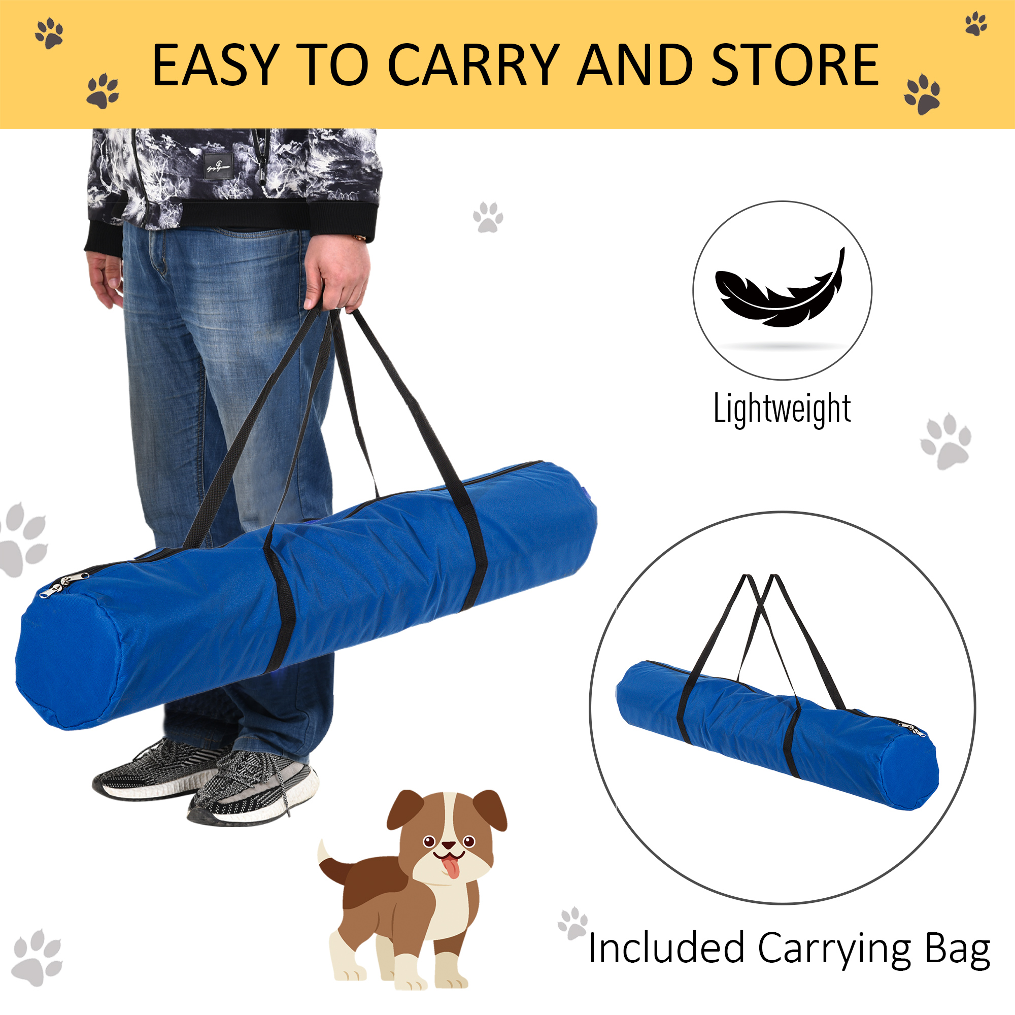 4 Piece Dog Agility Starter Kit with Adjustable Height Jump Bars, Included Carry Bag & Displacing Top Bar - Blue — image 7