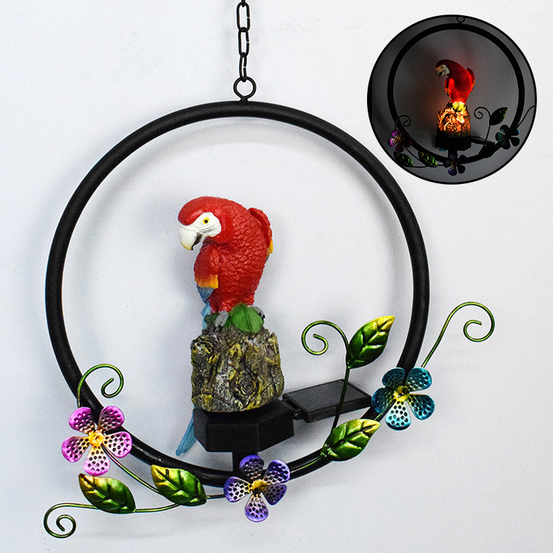 Owl Solar Resin Wrought Iron Hanging Light Outdoor Garden Wind Chime Light LED Landscape Decoration Pendant Light — image 8