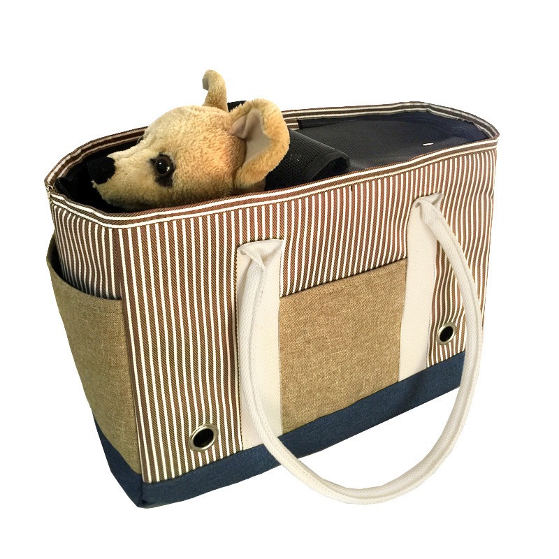 Outdoor Shoulder Handheld Striped Pet Bag Out Of The Bag Summer Portable Handheld Cat Bag — image 2
