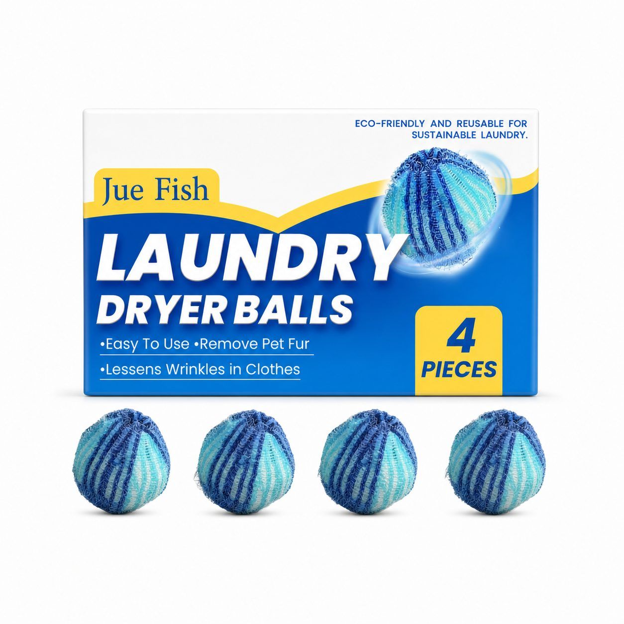 JUE FISH Reusable Pet Hair Laundry Dryer Balls, 4 Pack — image 1