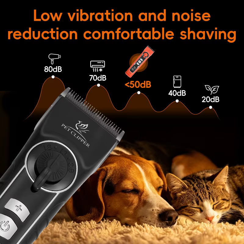 Fenice Orange Pink Dog Hair Cutting Machine 4000mA Capacity Cordless LCD Screen Pet Dog Grooming Clipper Rechargeable Shaver Kit — image 6