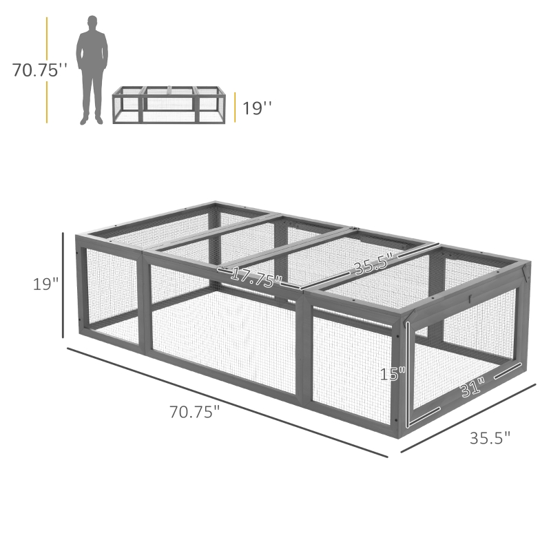 Large Wooden Rabbit Hutch Small Animal Habitat Enclosure Outdoor Run And Lockable Doors - Gray — imagen 2