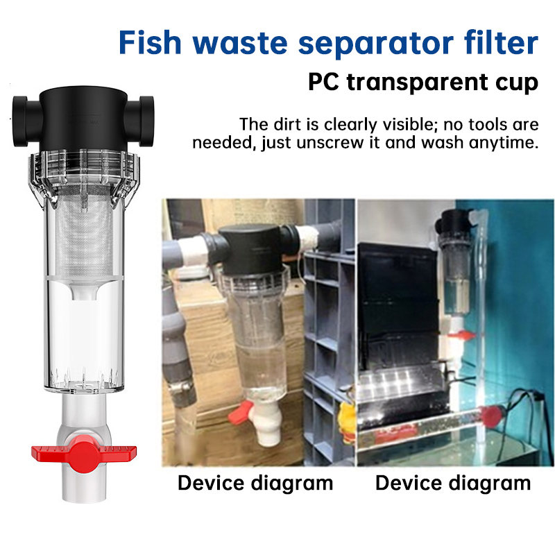 Aquarium Fish Toilet Waste Separator 1/2" 3/4" FPT Pre-Filter High Flow Fish Feces Collector Sediment Filter for Tank Pond — image 12