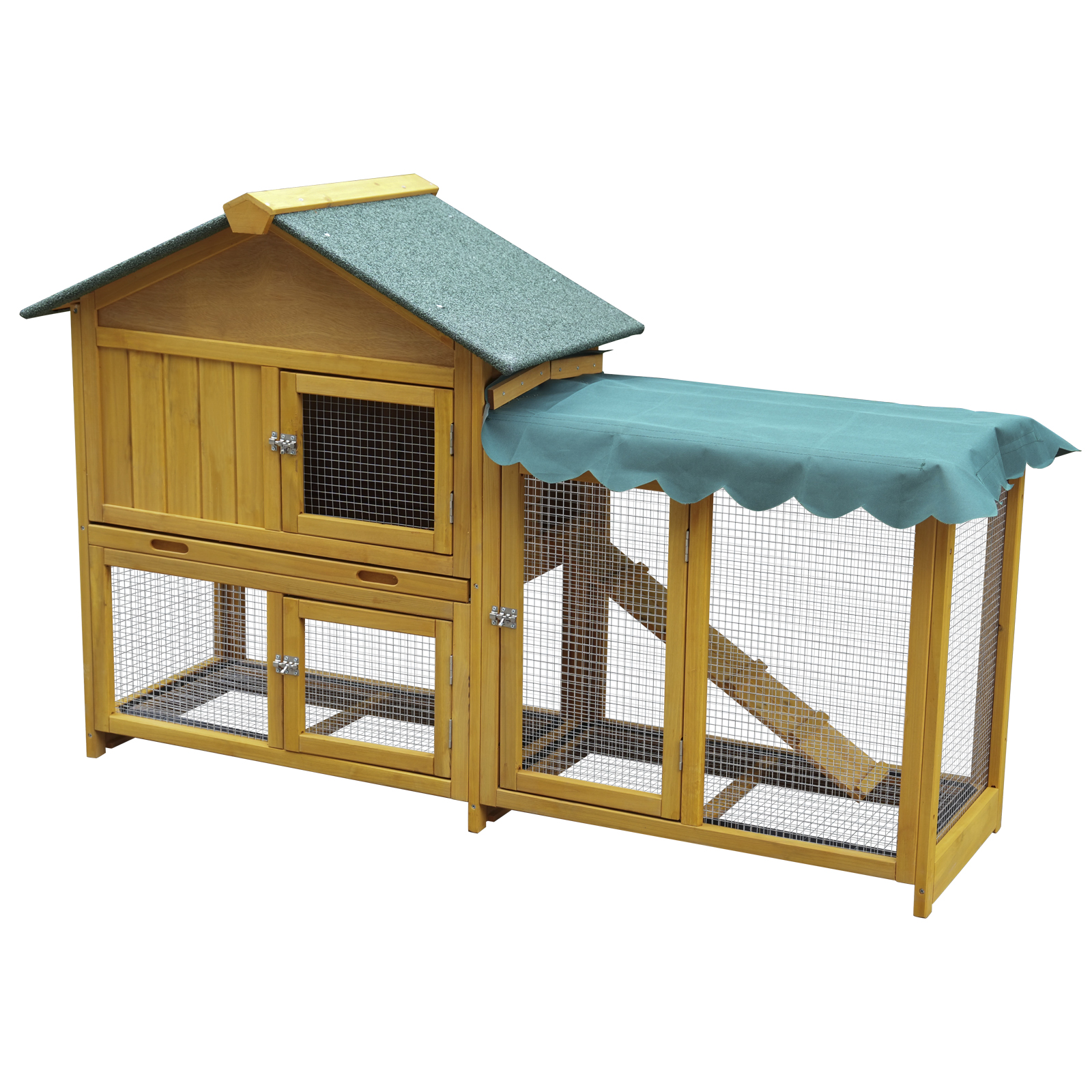Rabbit Hutch, Indoor Bunny Cage, Outdoor Rabbit Cages With Run, Pet House With Deeper No Leak Tray, UV Panel, Removable Bottom Wire Mesh For Small Animals, Removable Waterproof And Sun Protection Cover — image 1