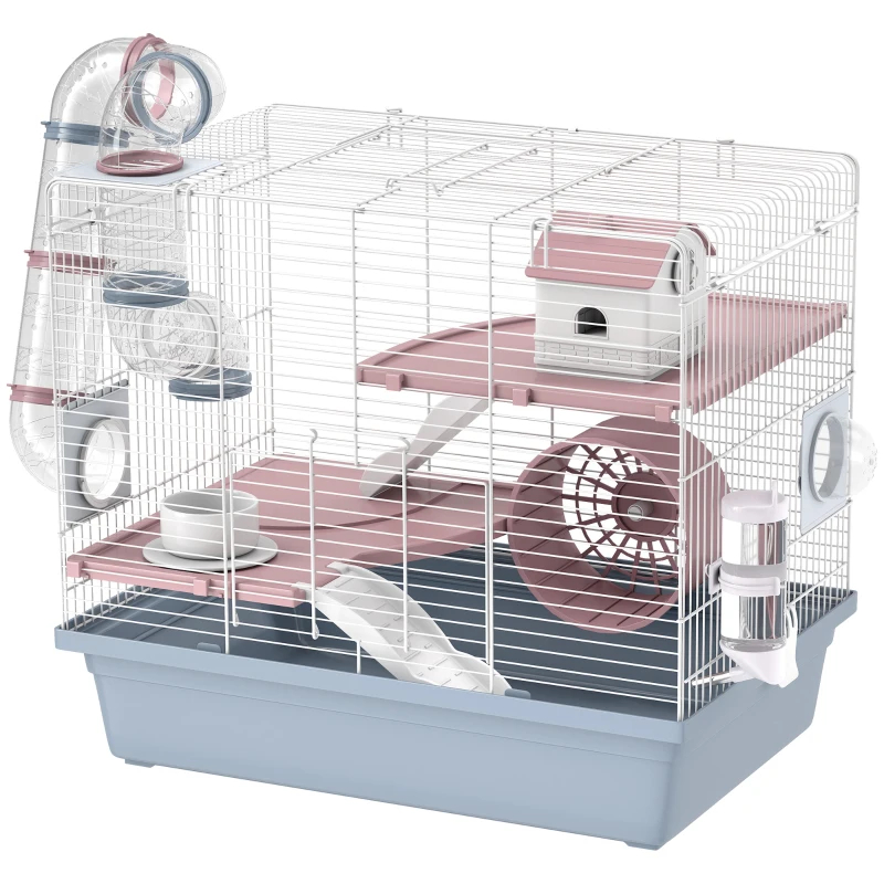 Cage, 3-Tier Small Animal Cage With Exercise Wheel, Food Bowl, Water Bottle, House, Tunnels, Ramps — imagen 5