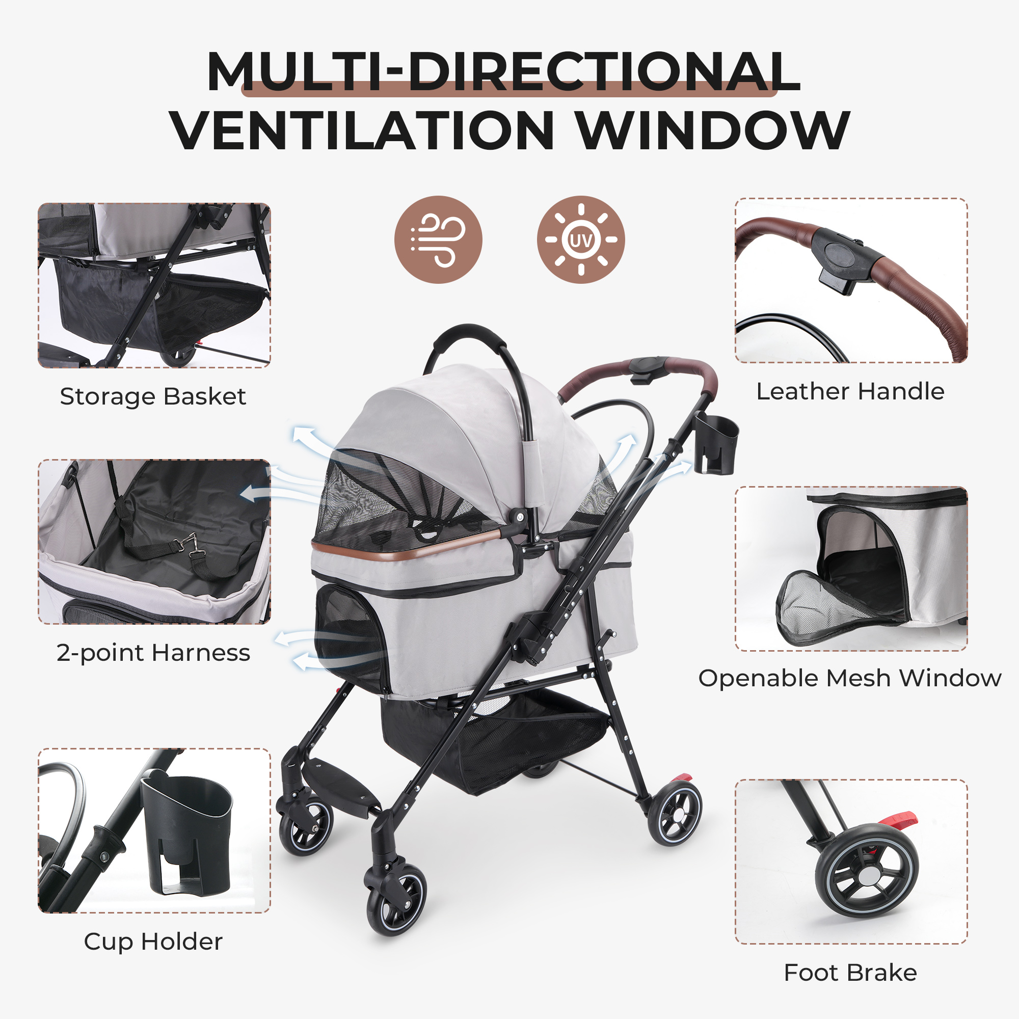 Carrito De Paseo Plegable Para Pequeños Perros Y Gatos — imagen 5