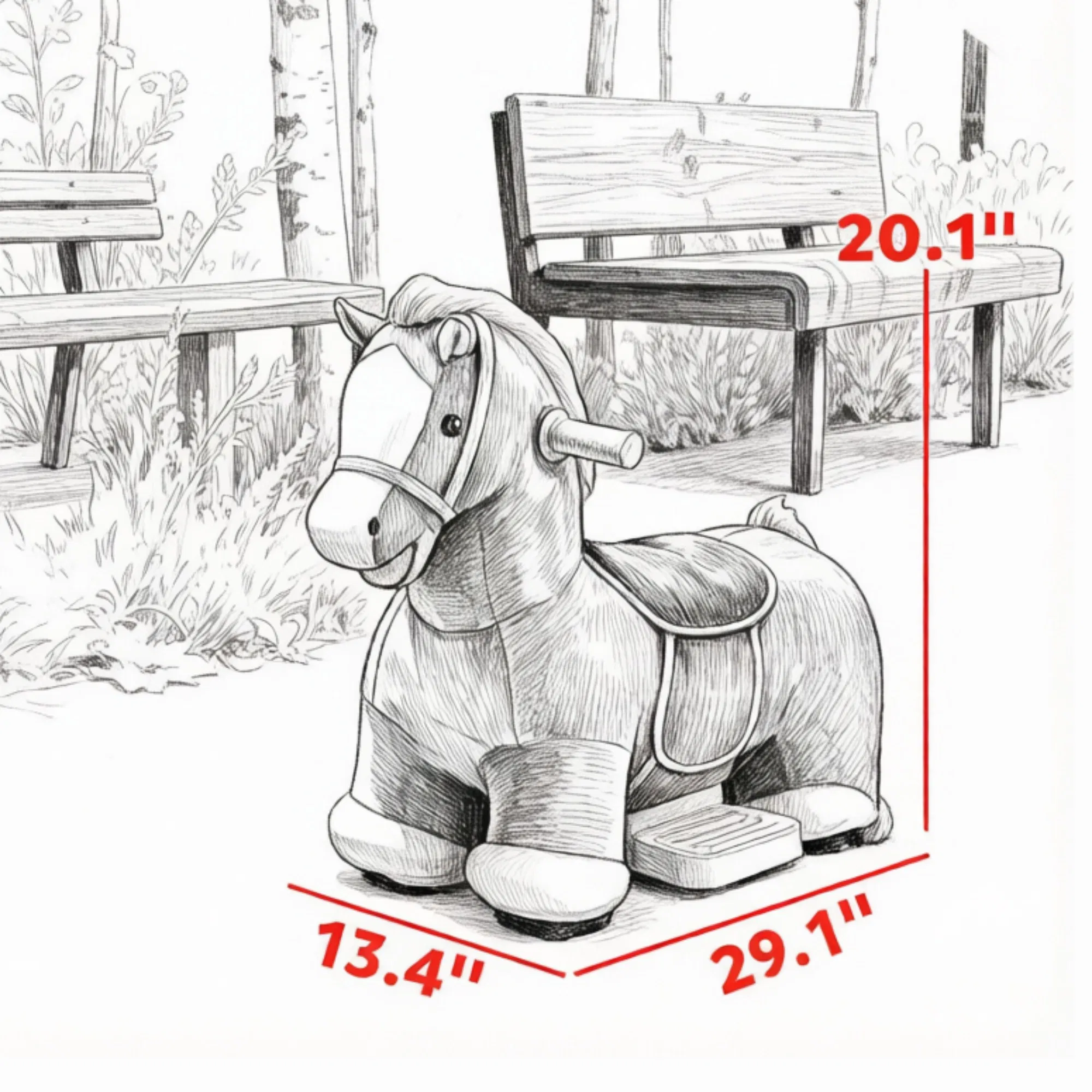 6V Battery Powered Kids Ride On Pony Electric Ride On Horse, with Bear Toy, Music, for 1.5-5 Years Old — image 4