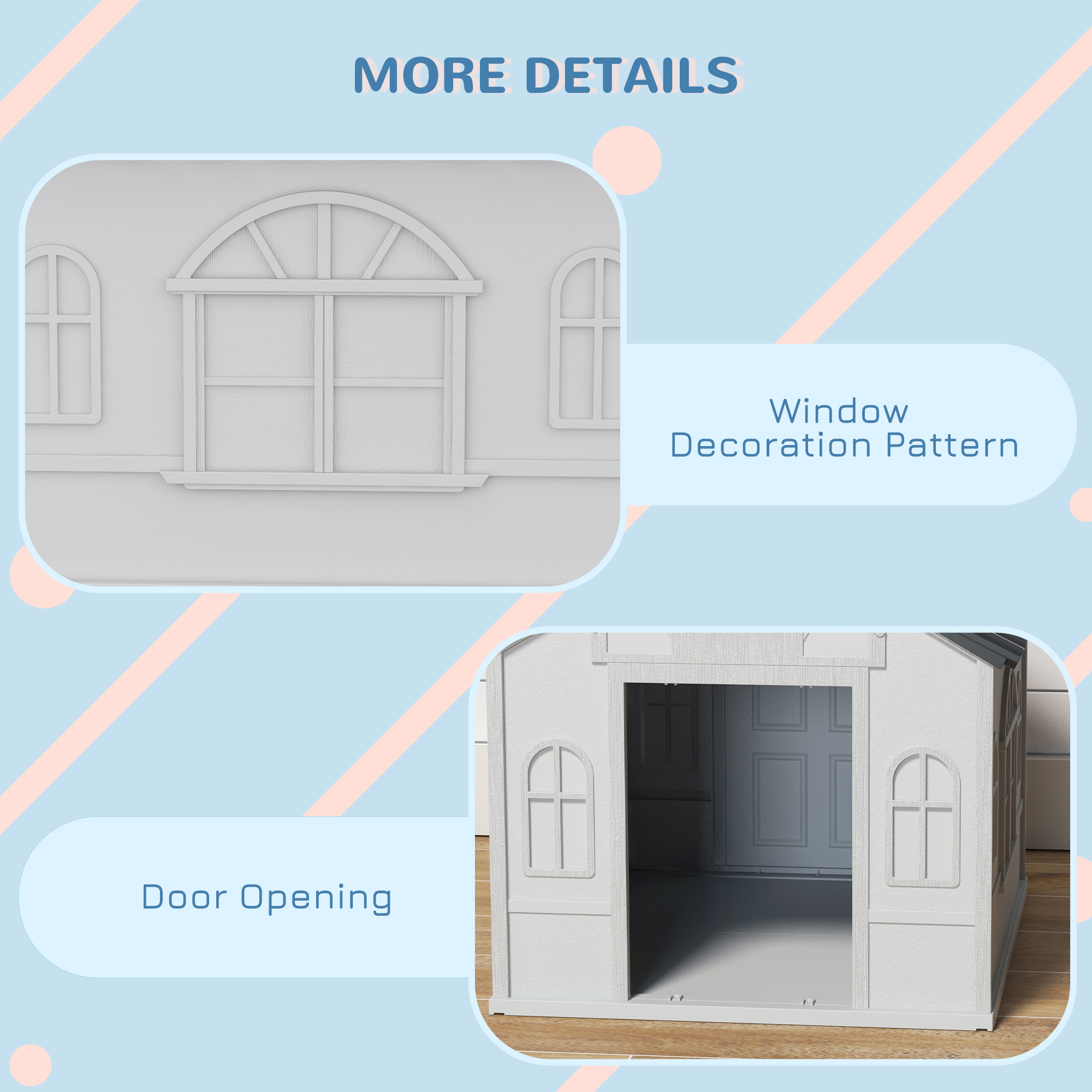 Casa para Perros Resistente al Agua, Refugio con Puerta para Interior y Exterior, Fácil de Montar, para Perros Pequeños/Medios, Gris — imagen 8