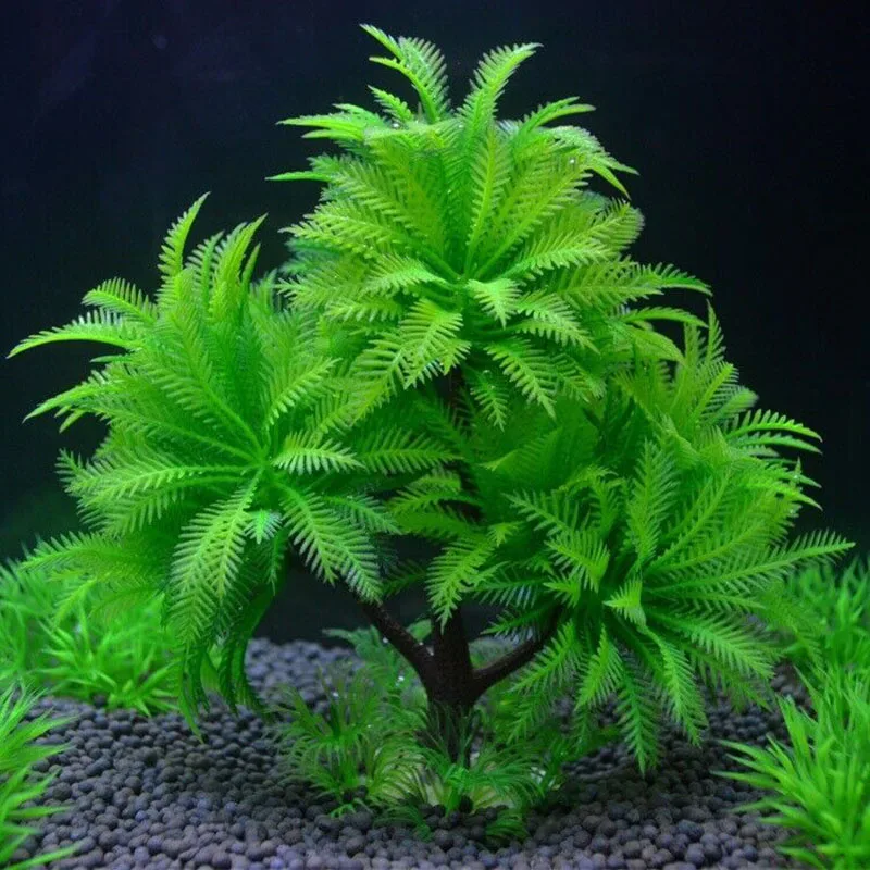 Planta de simulación decorativa para acuario, pasto acuático ornamental, hojas y árboles artificiales para vista subacuática, decoración de pecera — imagen 1