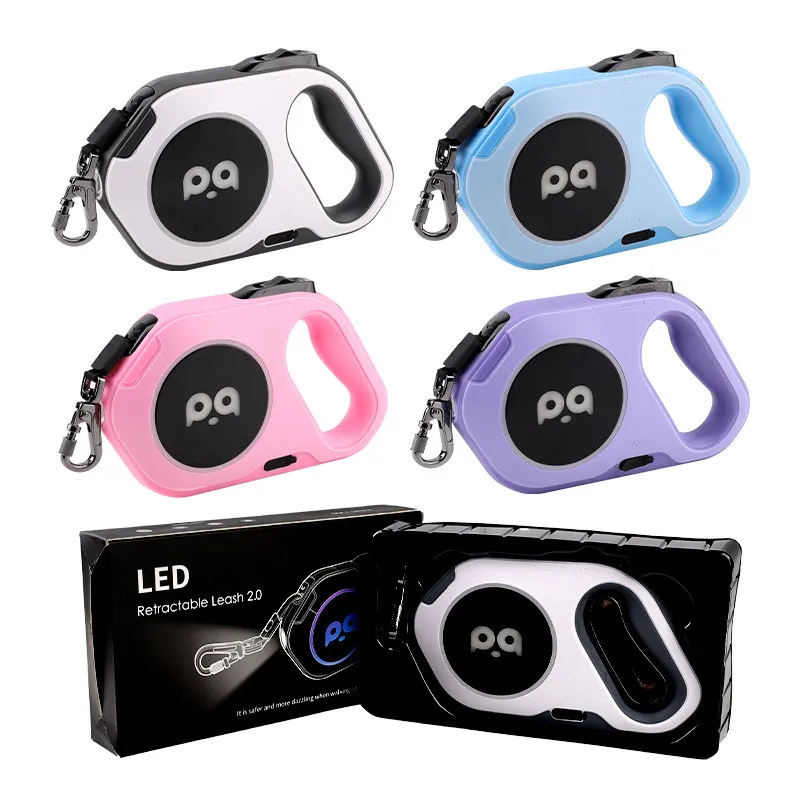 5M Automatic Retractable Dog Leash LED Luminous Leading Light Straps For Small Medium Dog Pet Flexi Walking Running Leashes — image 1