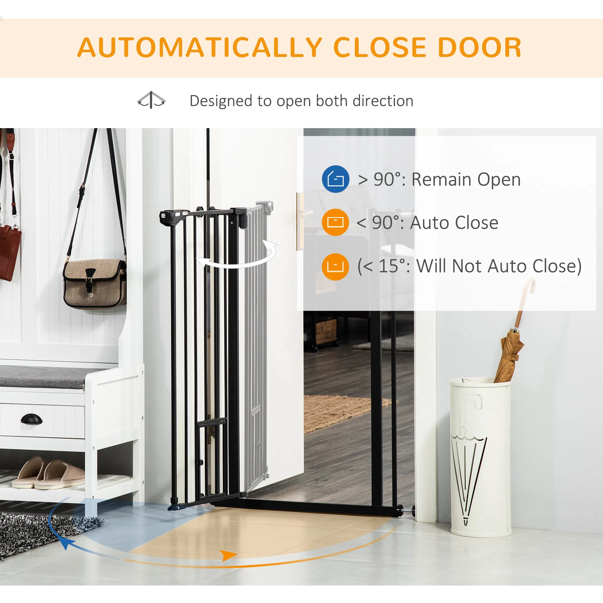 41" Easy Open Indoor Dog Gates for Doorways, House, Stair - Black — image 2