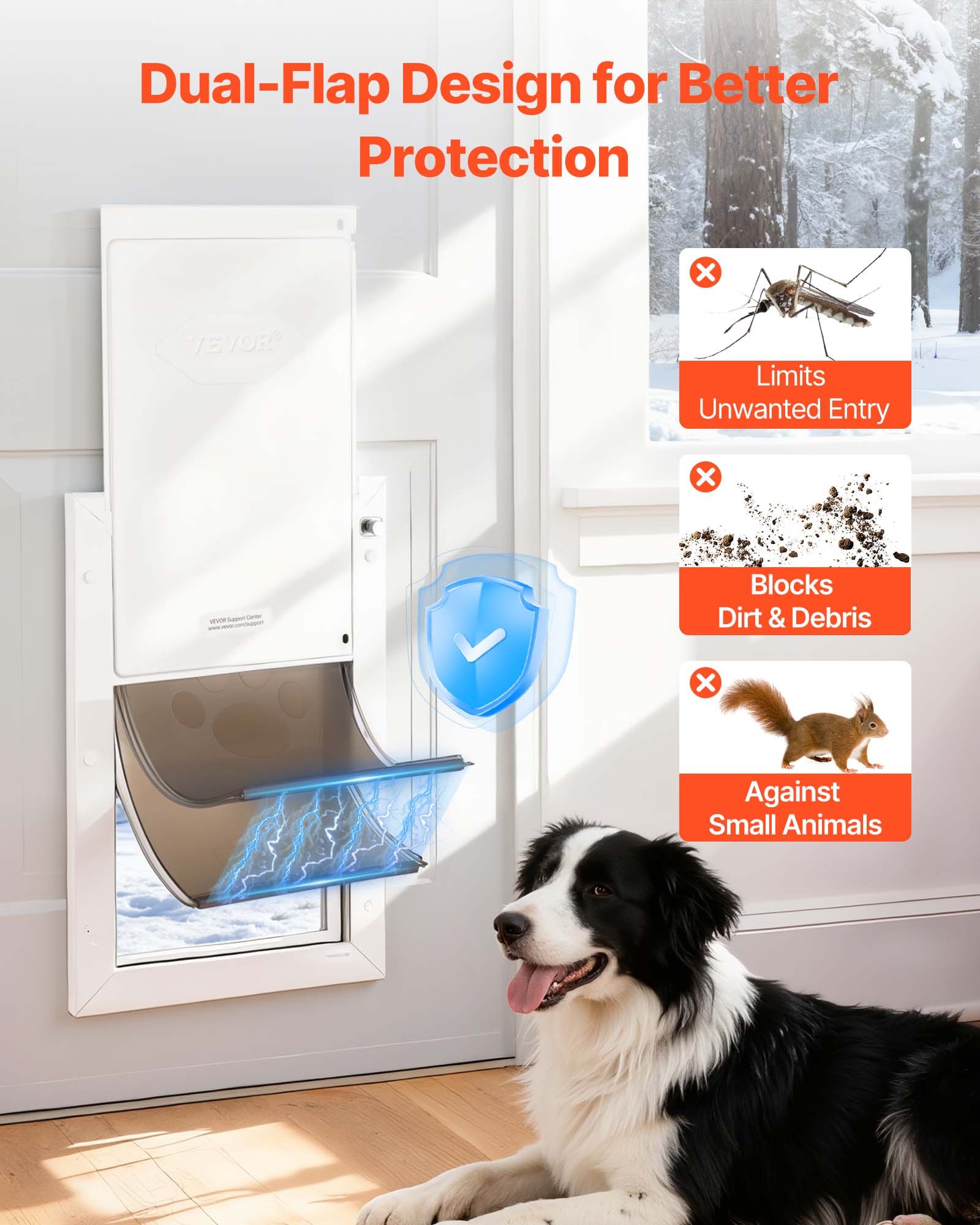 Puerta para Mascotas Grande, Con Dos Bisagras Magnéticas y Estructura Metálica, Fuerte y Resistente al Tiempo, Acceso Fácil para Perros en Interiores y Exteriores — imagen 2