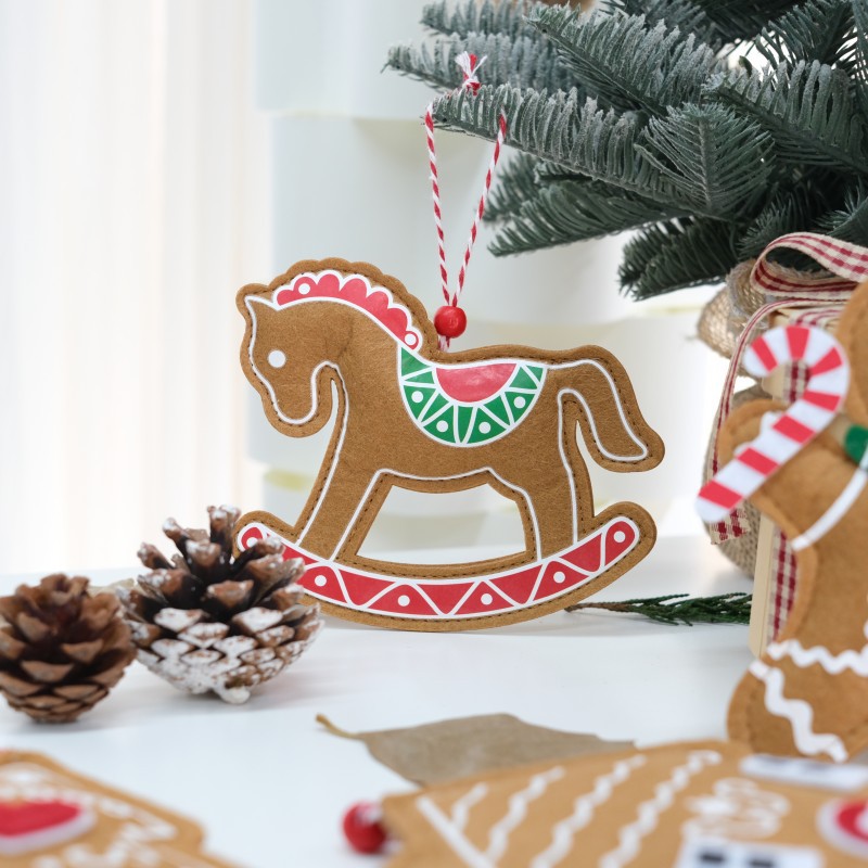 Ornamento de Navidad de Pony de Feltro para Árbol de Navidad con Manualidades de Pan de Jengibre y Caballo para Colgar — imagen 5