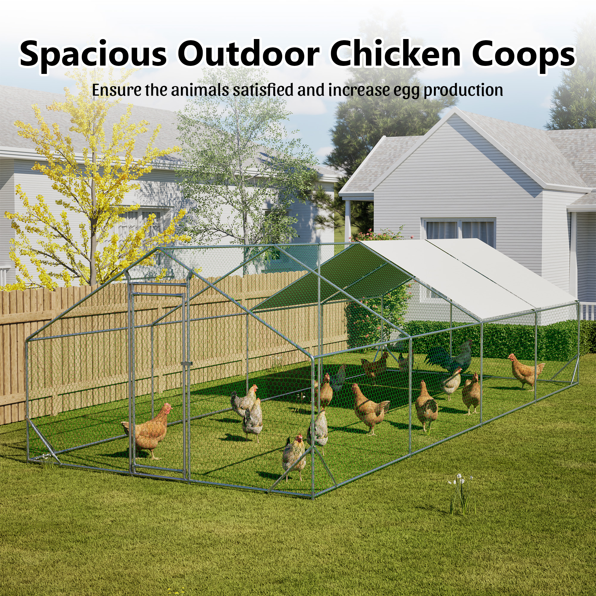 Large Metal Chicken Coop, Walk-in Chicken Run, Galvanized Wire Poultry Chicken Hen Pen Cage, Rabbits Duck Cages With Waterproof And Anti-Ultraviolet Cover For Outside 10 L X 26 W 6.56 H — image 3