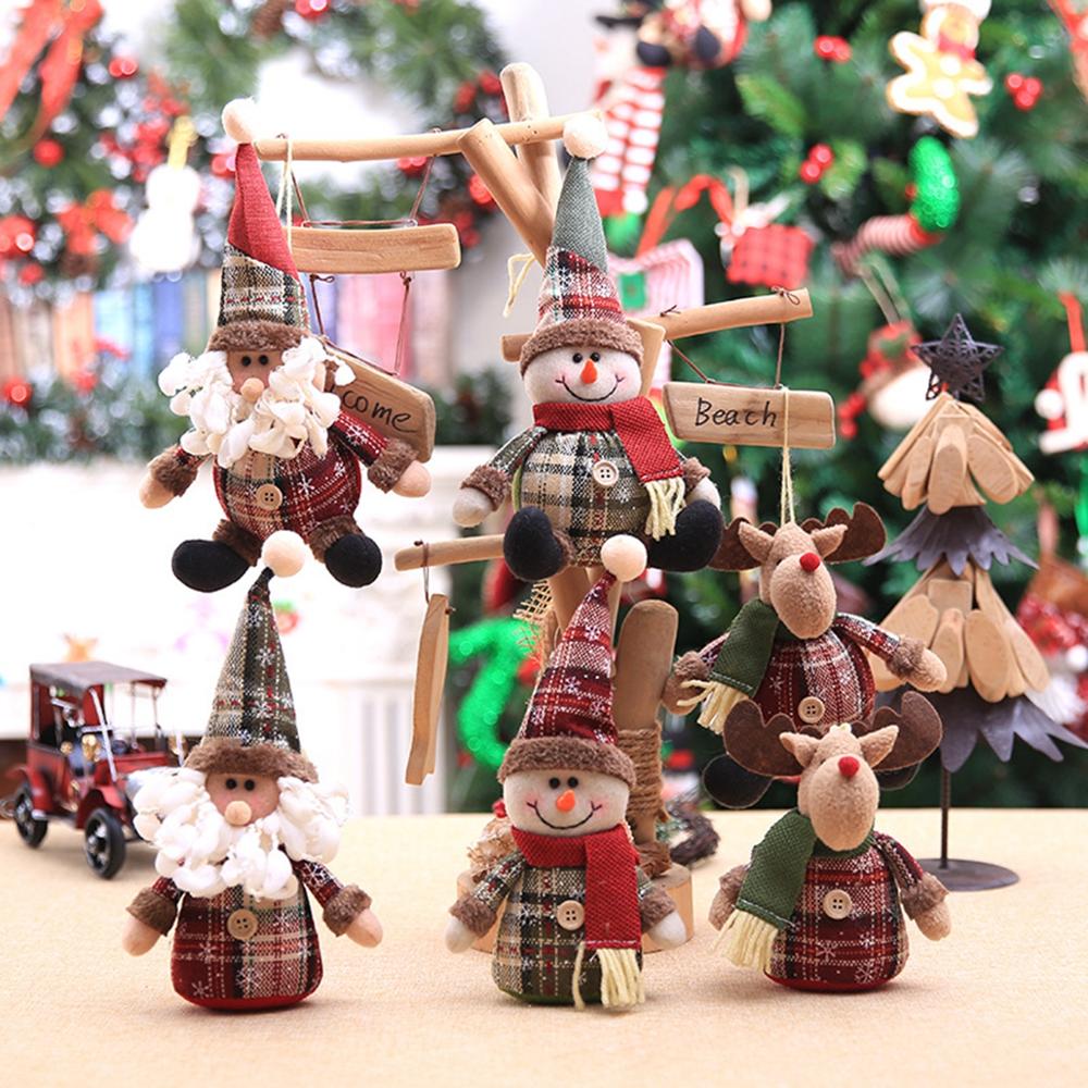Santa Claus Christmas Ornaments Tree Decor Elk Snowman Plush Christmas Doll Decorations For Home 2019 Navidad Pendant Gift Kids — image 2