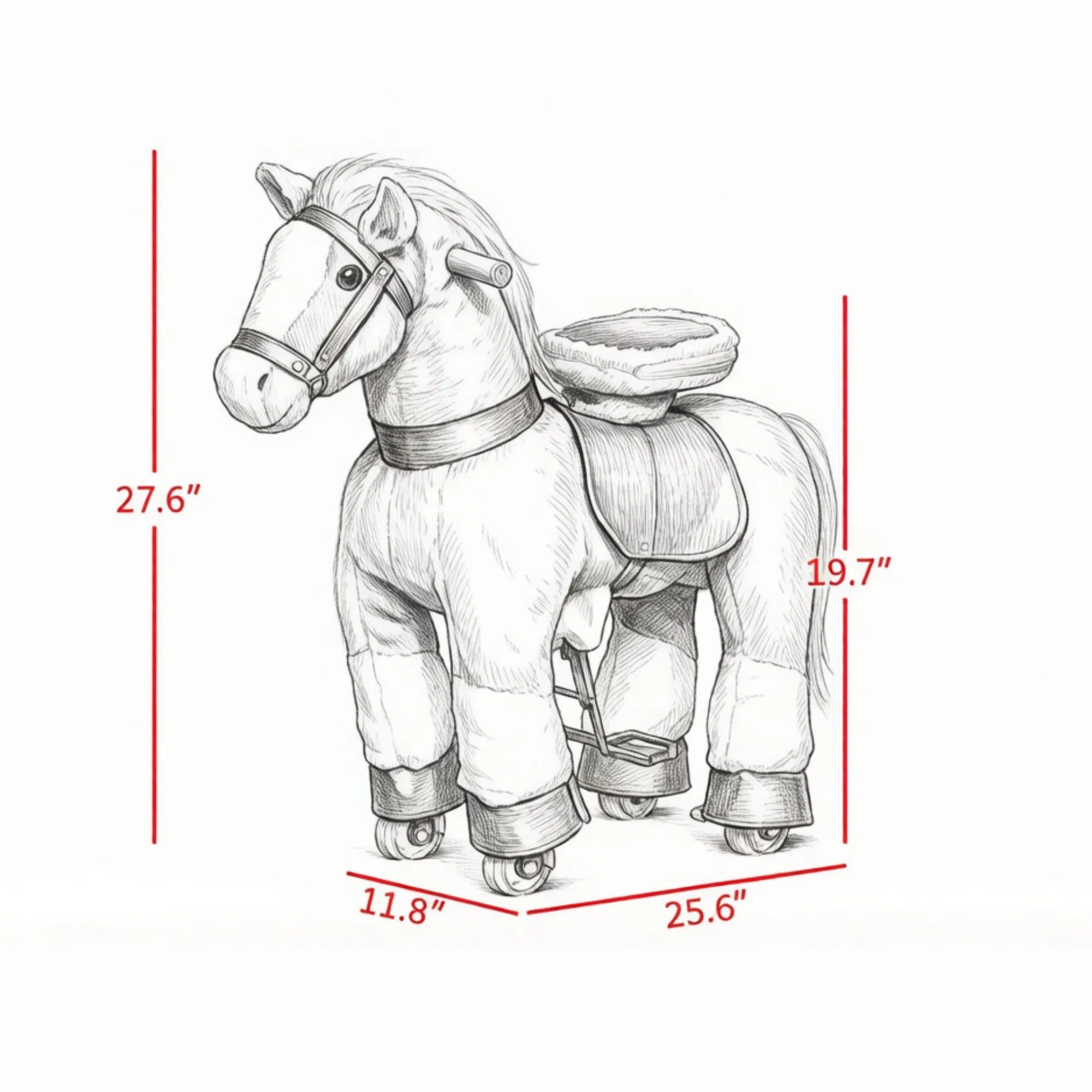 Light Brown Plush Walking Horse Ride-On Toy: Sturdy Wheeled Kids Riding Chair for 3-8 Years Old — imagen 6